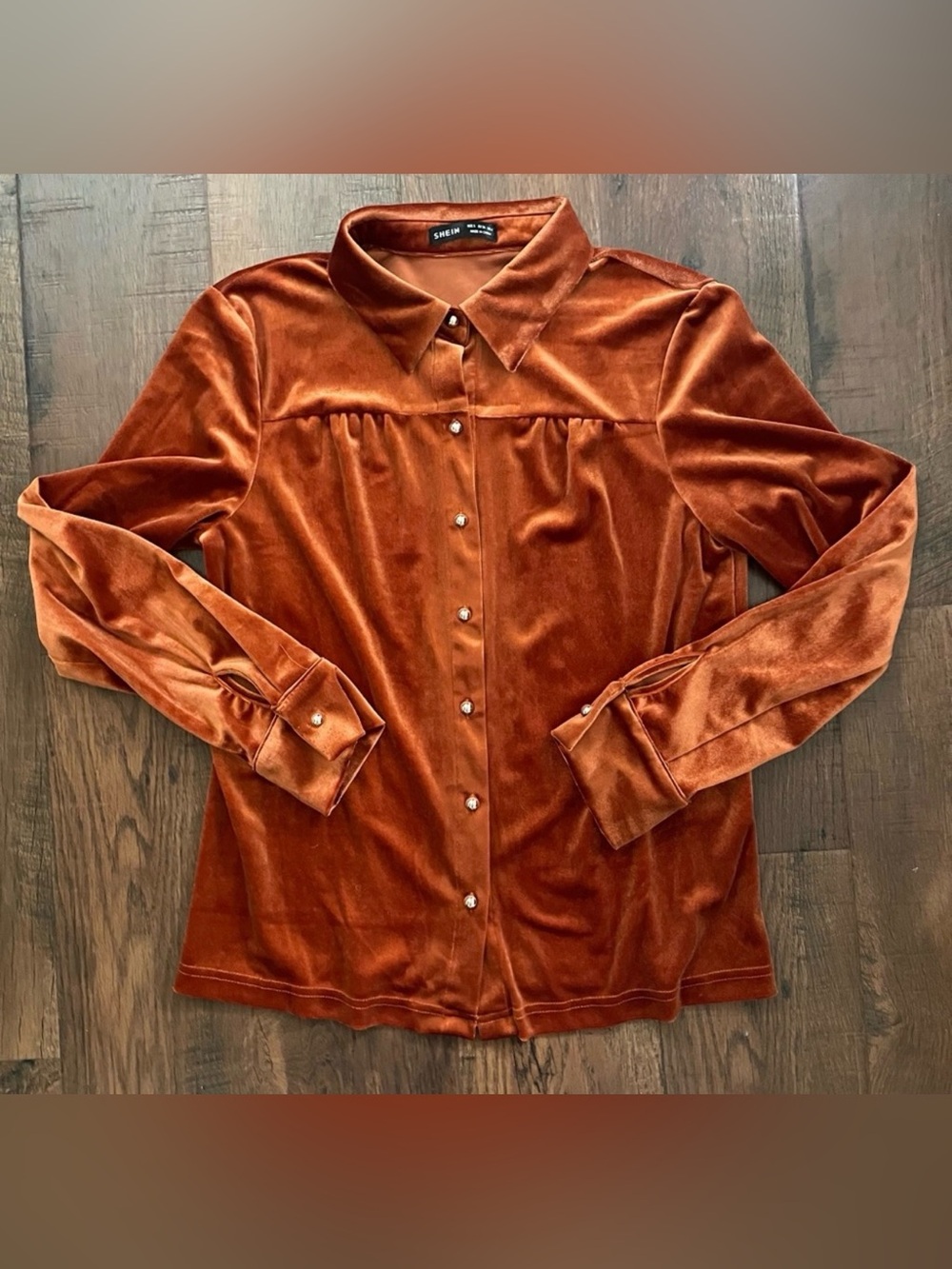 SHEIN velvet button down top, size S/EU36/US4